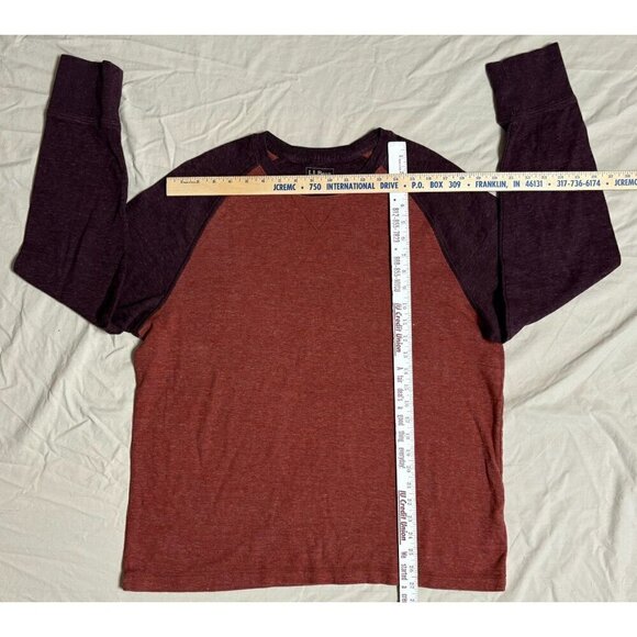 L.L. Bean Men's Slightly Fitted Raglan Long Sleeve Shirt Size L Heathered Maroon - Picture 2 of 10